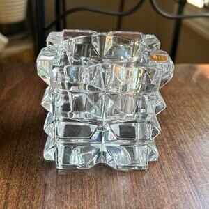 Tipperary Crystal Skellig Tea Light Votive Cut Crystal Candle Holder Ireland 3”